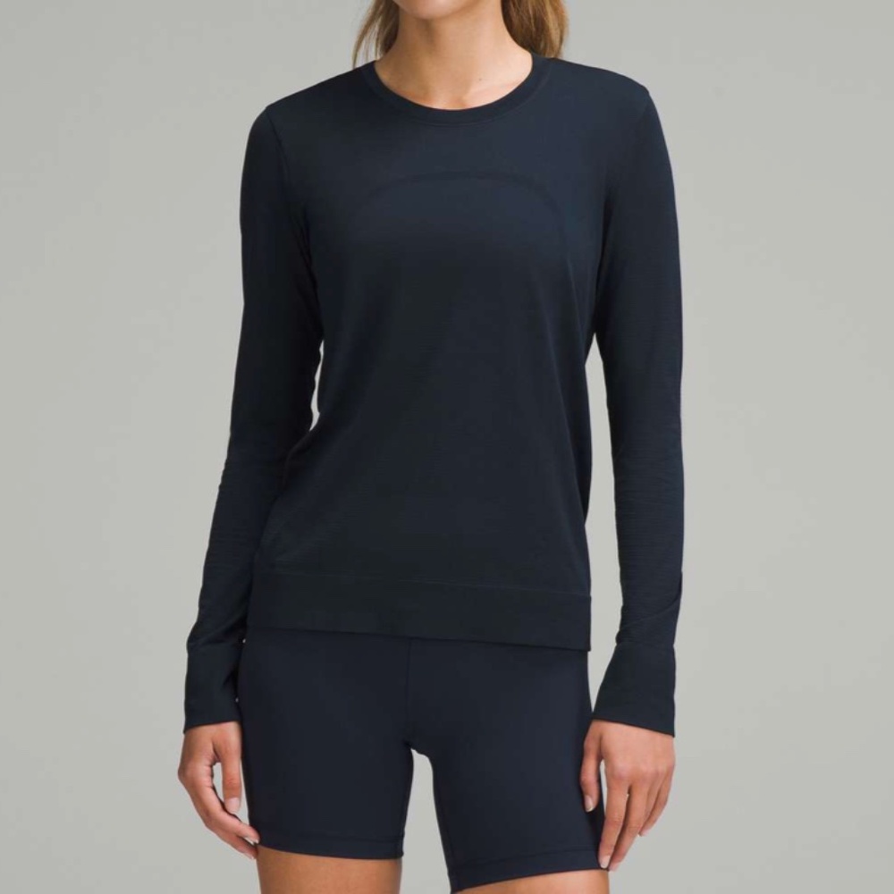 NWT Lululemon Swiftly Relaxed Long-Sleeve Shirt *Hip Length True Navy Size 8
